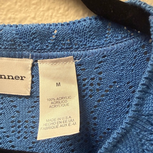 Alfred Dunner Blue Pointelle Knit Sweater Top Medium USA - Picture 6 of 9